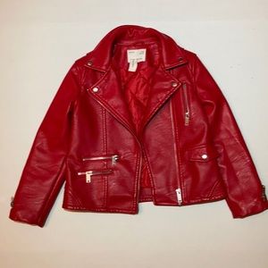 Zara red faux leather  jacket.